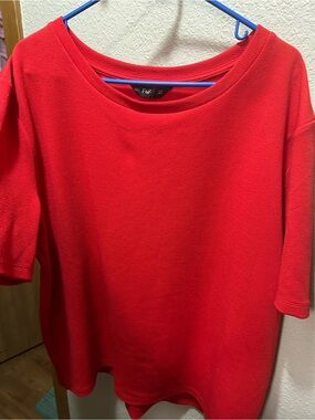 F&F Bright Red Short Sleeve Crew Neck Top